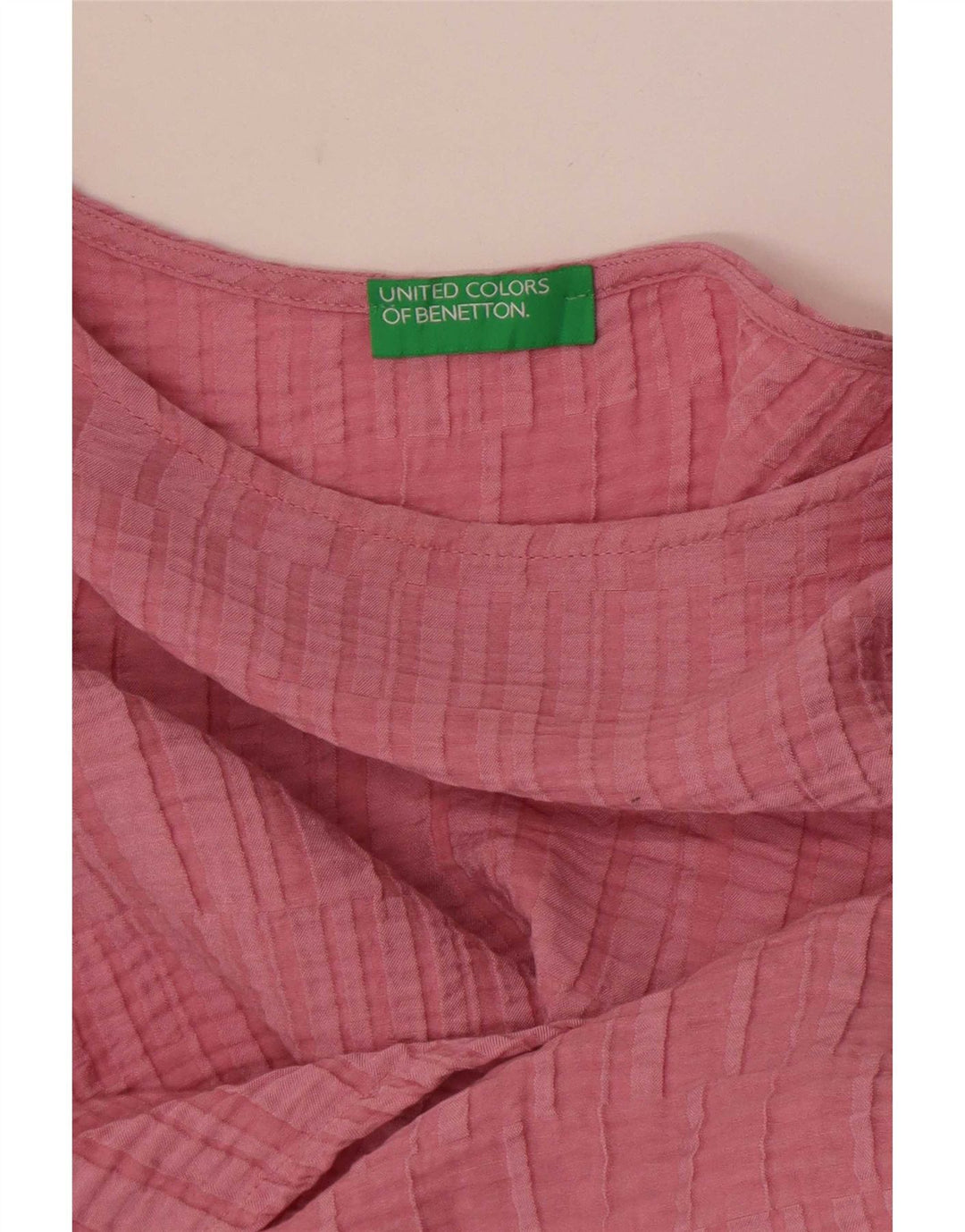 Benetton Chemisier court à manches longues pour femme UK 44 Rose moyen