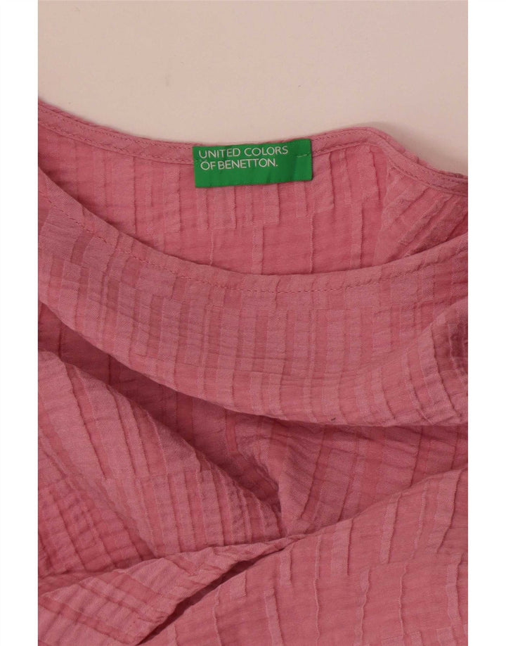Benetton Chemisier court à manches longues pour femme UK 44 Rose moyen