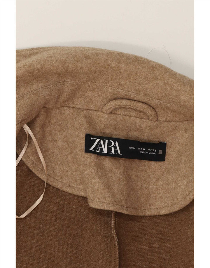 Zara Womens Double Breasted Utility Gilet UK 12 Medium Beige Polyester