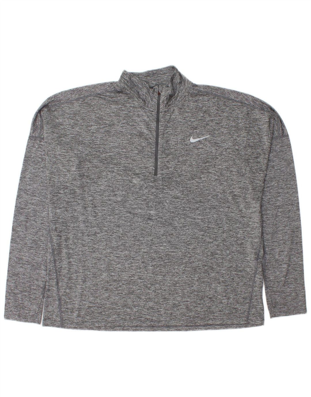Nike Herren-Pullover-Trainingsanzugoberteil mit Reißverschluss und Halsausschnitt, XL, grau geflecktes Polyester