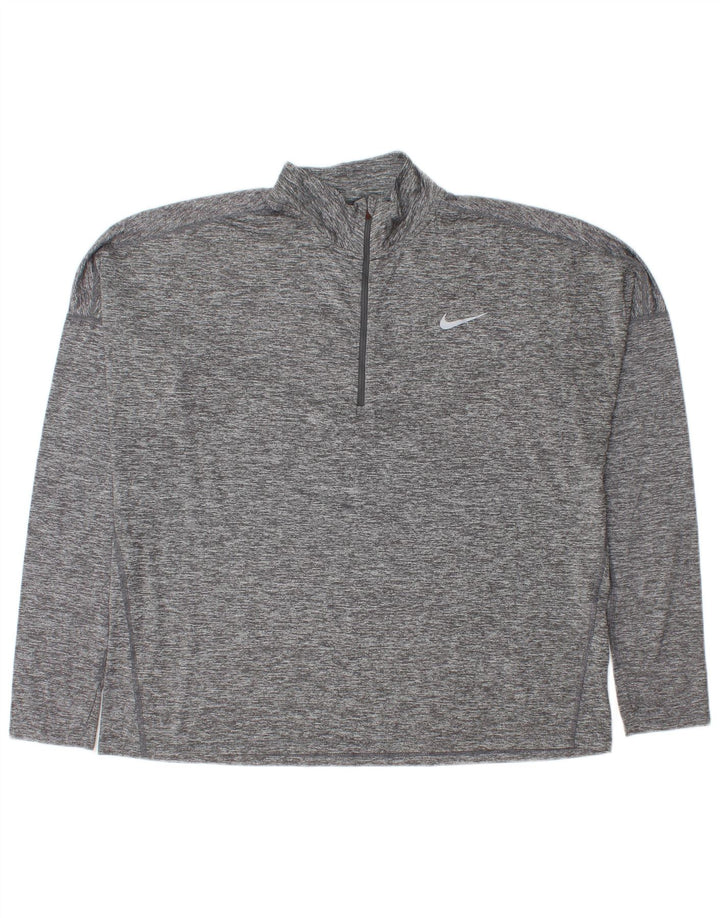 Nike Herren-Pullover-Trainingsanzugoberteil mit Reißverschluss und Halsausschnitt, XL, grau geflecktes Polyester