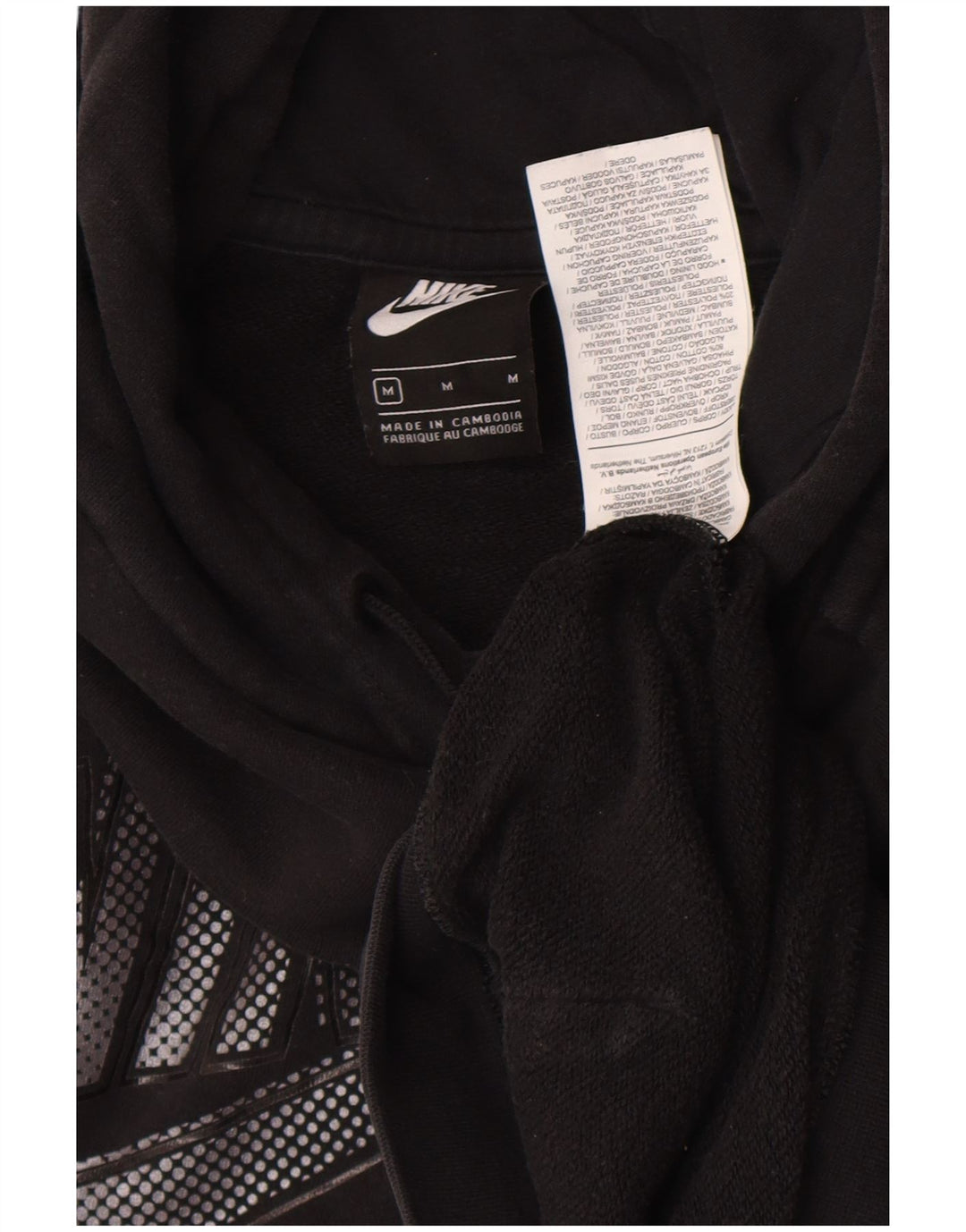 Nike Mens Graphic Hoodie Jumper Medium Black Cotton
