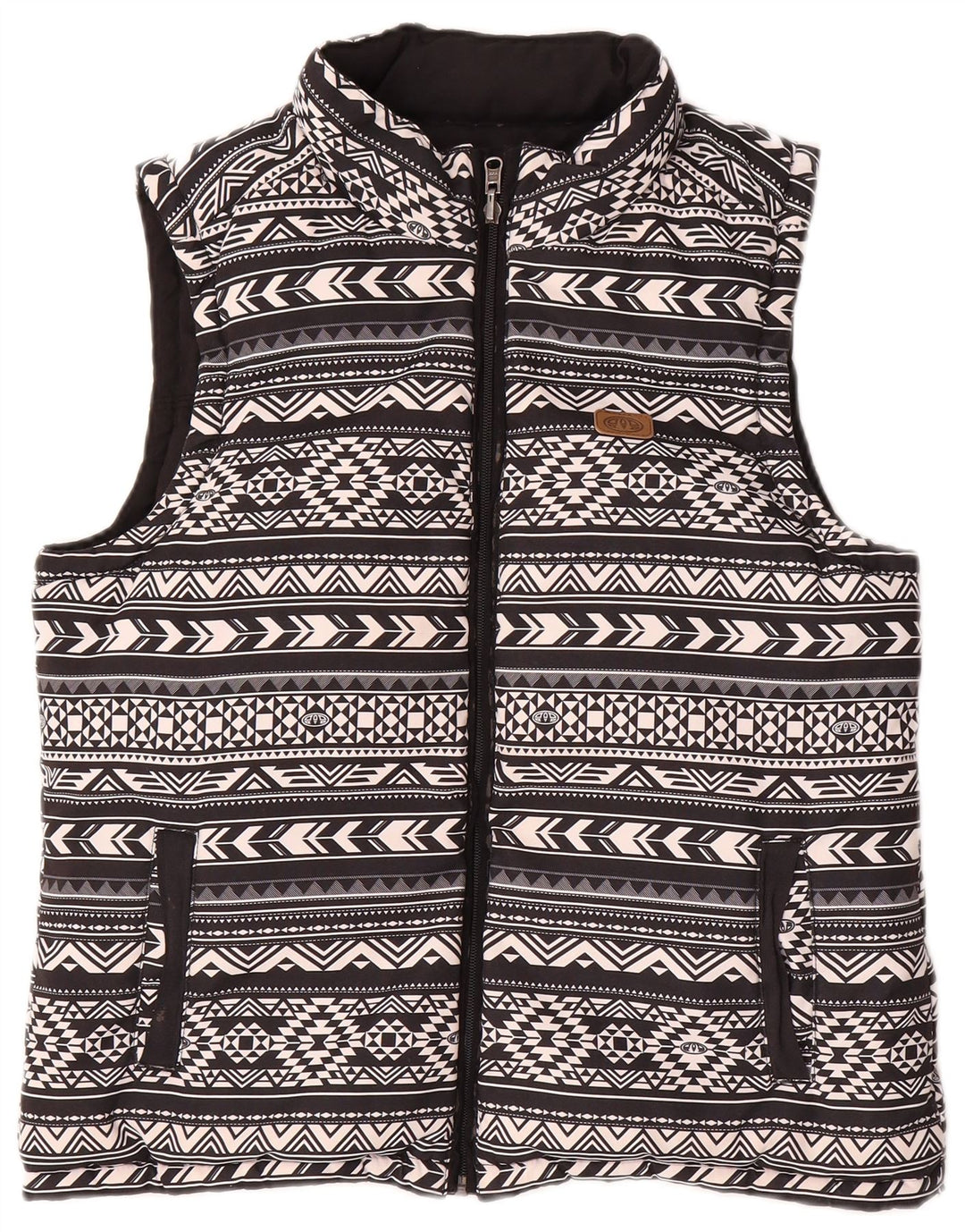 ANIMAL Womens Reversible Padded Gilet UK 12 Medium  Black Geometric