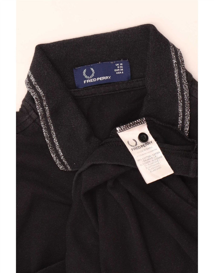 Fred Perry Womens Polo Shirt UK 10 Small Black Cotton