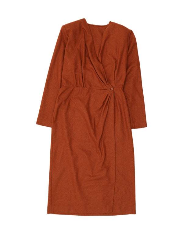 Vintage Womens Long Sleeve Wrap Dress IT 46 Large Brown