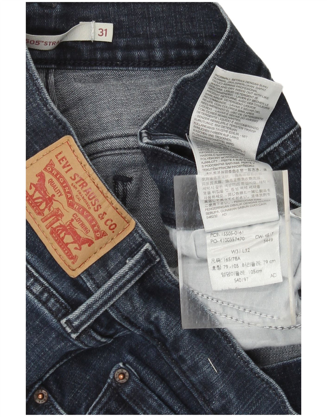 Levi's Dame 505 Straight Jeans W31 L32 Marineblå Bomuld