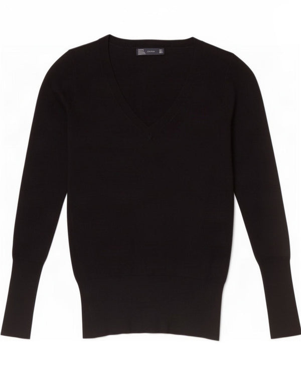 Maglione Zara da donna con scollo a V UK 10 piccolo rayon nero