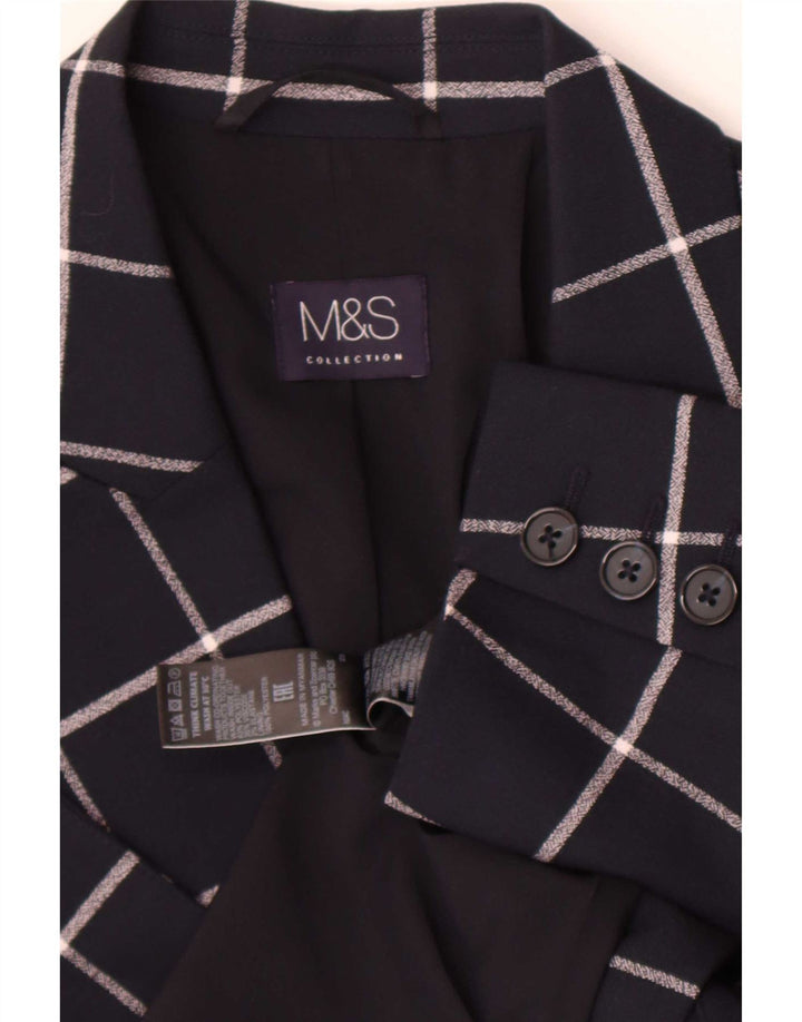 Marks & Spencer Veste blazer pour femme UK 12 Bleu marine moyen à carreaux