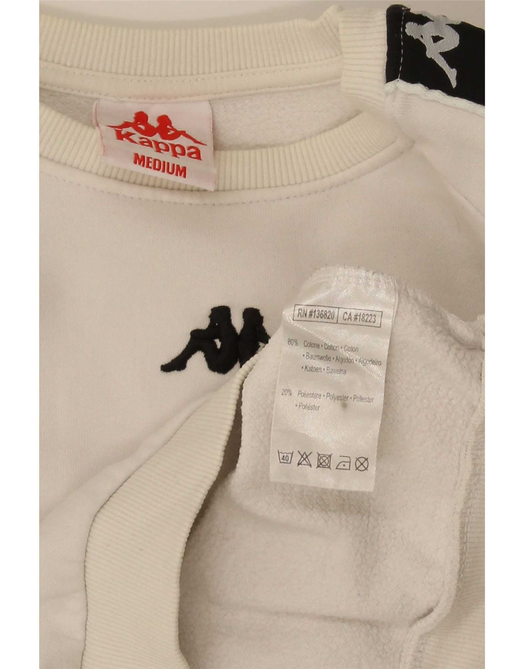 Kappa Mens Graphic Sweatshirt Jumper Medium White Colourblock Cotton