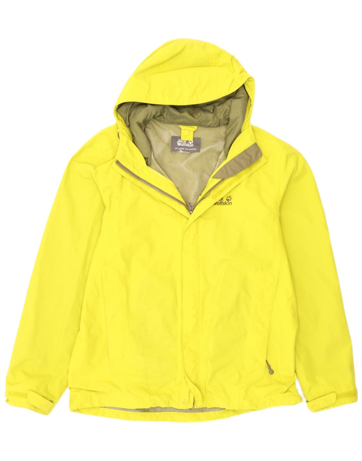 Jack Wolfskin Mens Hooded Rain Jacket UK 38 Medium Yellow