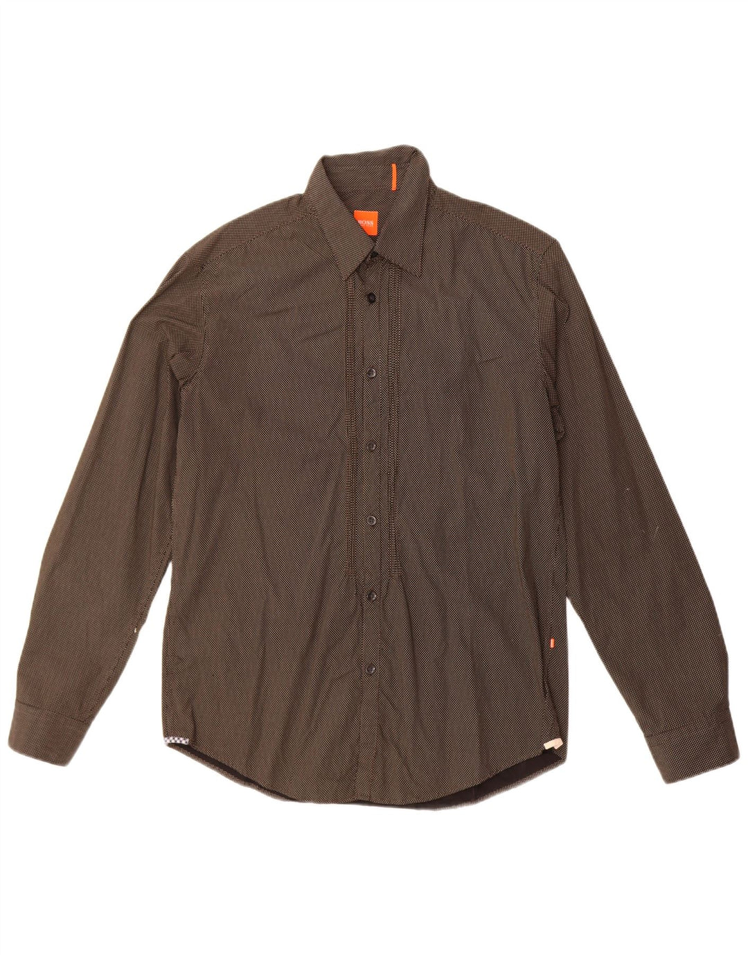 Hugo Boss Mens Shirt Medium Black Spotted Cotton