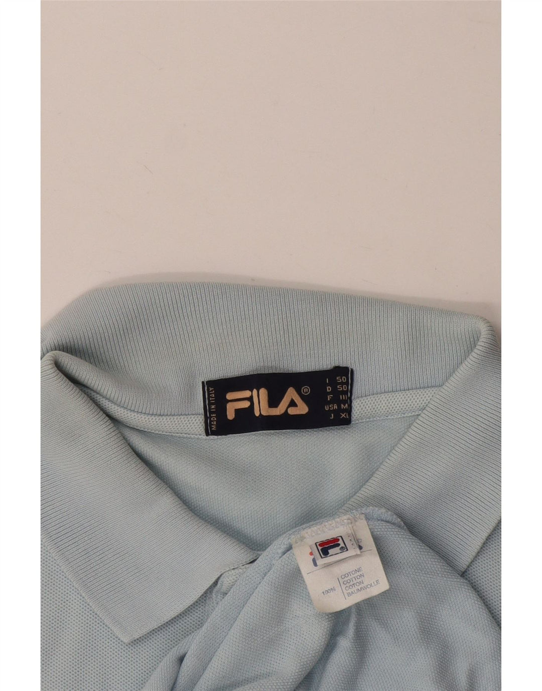 FILA Mens Polo Shirt IT 50 Medium Blue Cotton