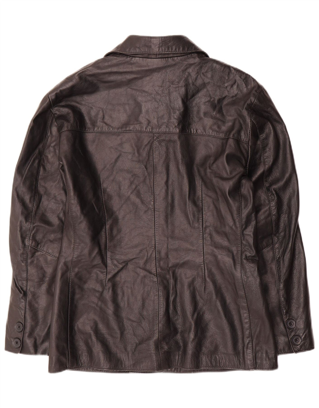 Vintage Womens Leather Jacket IT 48 XL Black Leather