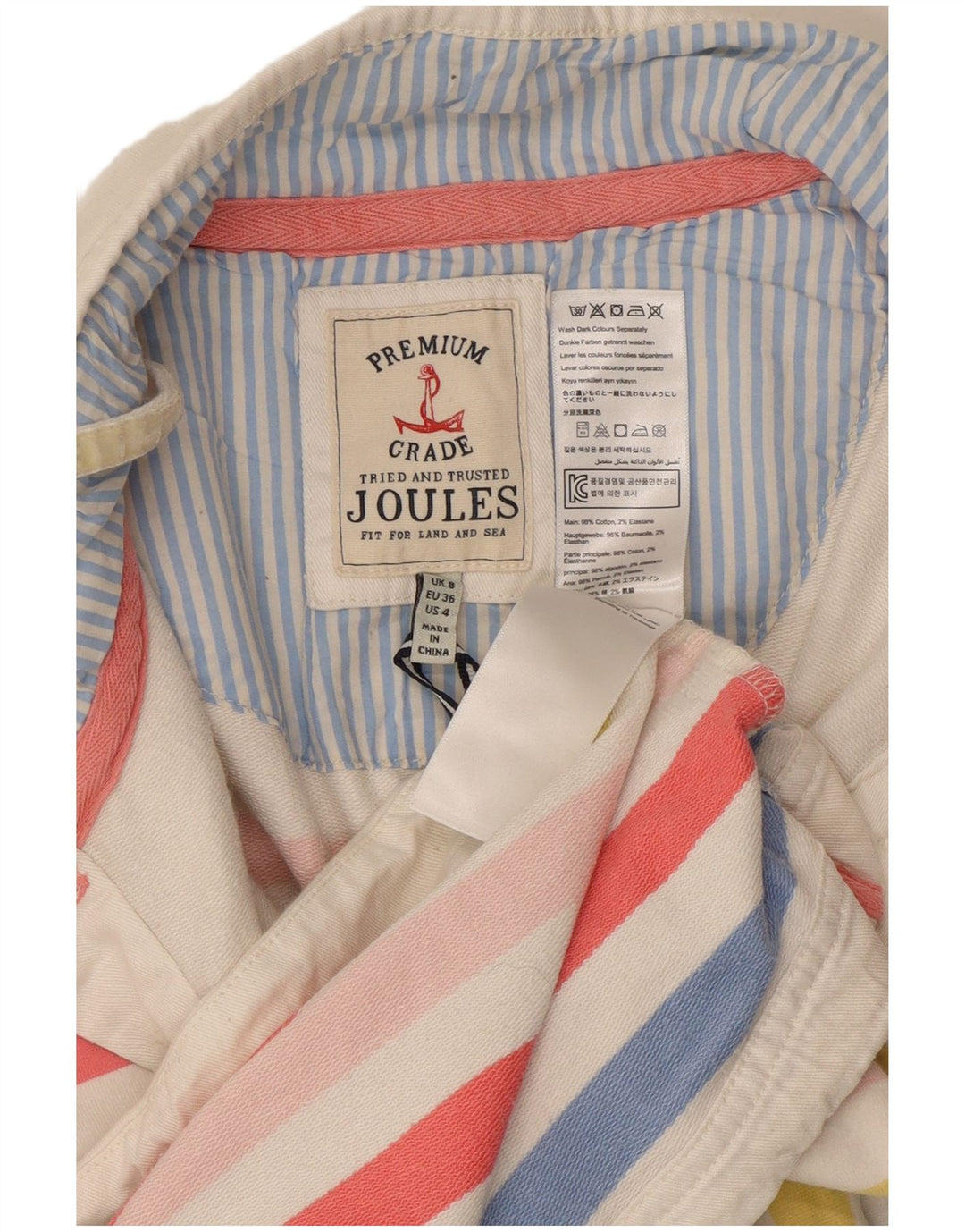 Joules Felpa da donna Maglione UK 8 Piccolo cotone a righe multicolore