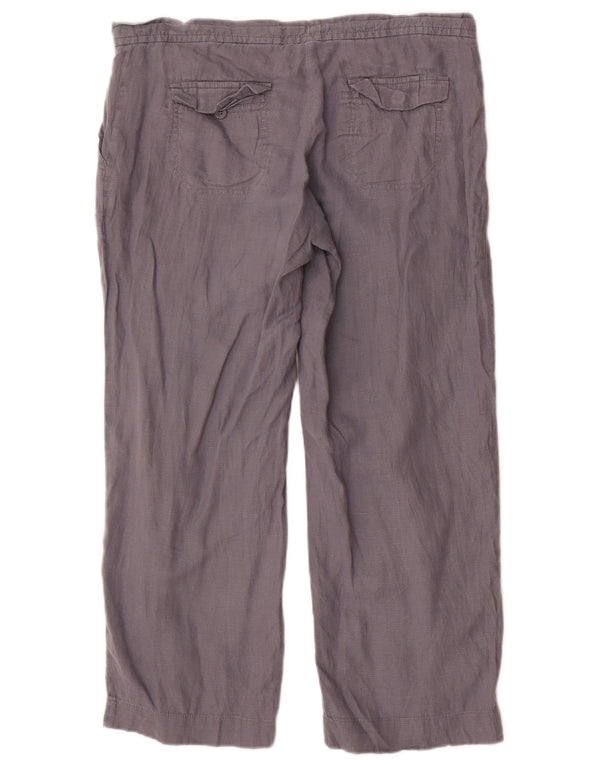 Proste spodnie damskie Gap UK 12 Medium W34 L26 Szare lniane