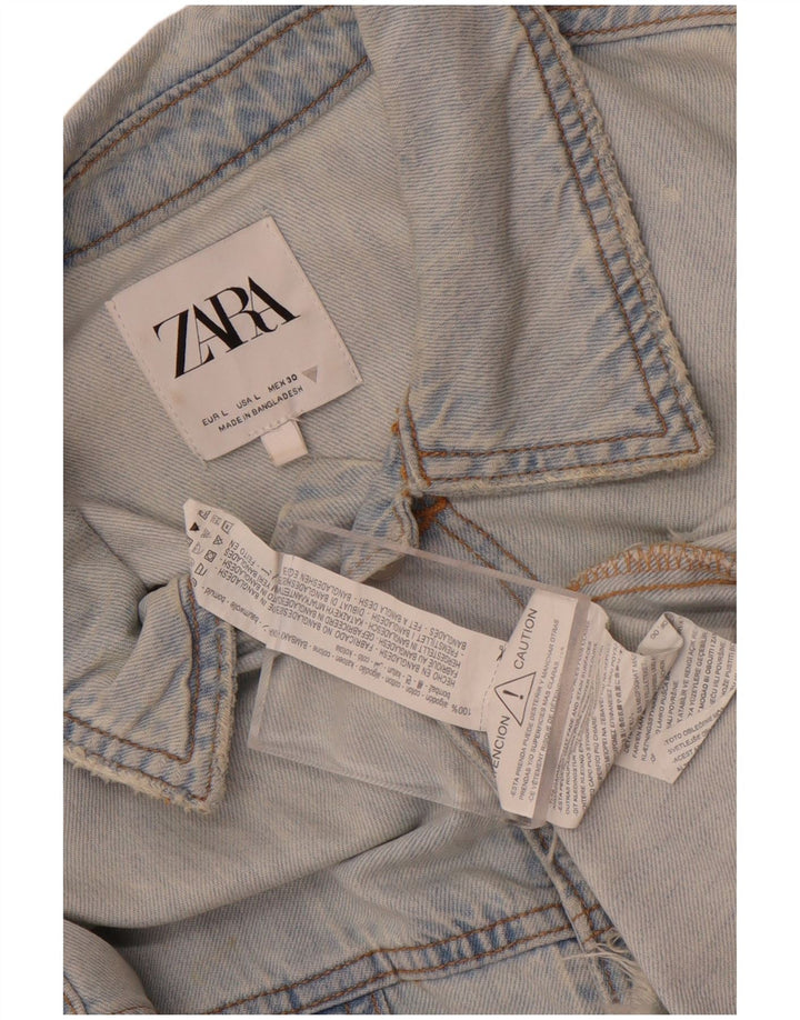 Übergroßer Jeans-Playsuit von Zara für Damen, UK 16, große blaue Baumwolle