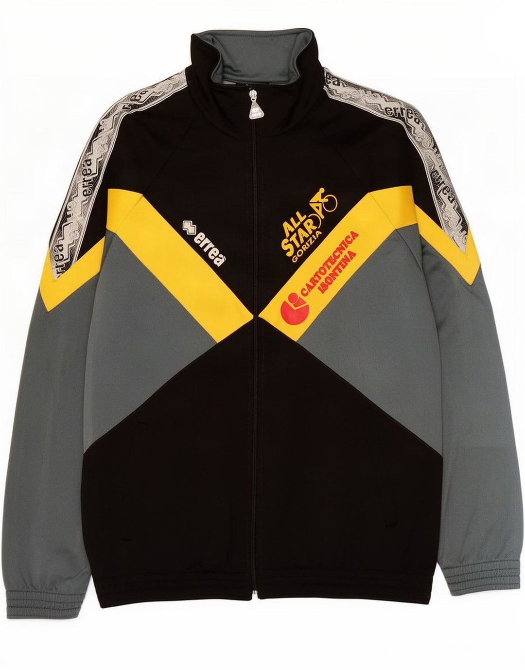 Errea Mens Graphic Tracksuit Top Jacket Large Grey Colourblock Cotton