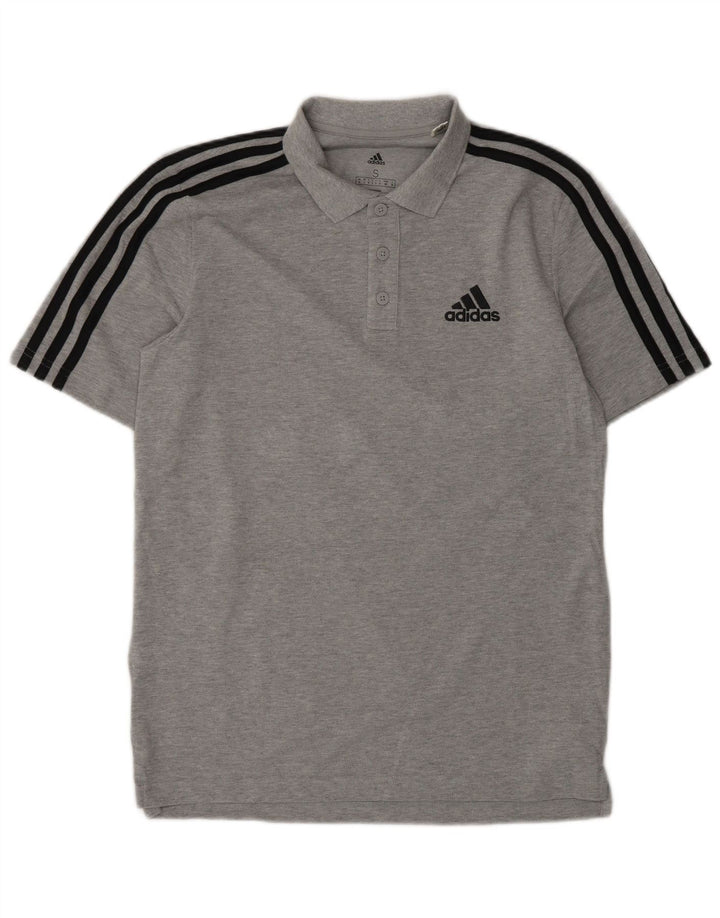 ADIDAS Mens Polo Shirt Small Grey Cotton