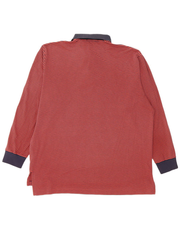 Polo Ralph Lauren Polo da rugby da uomo a maniche lunghe XL in cotone gessato rosso