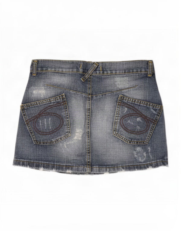 Vintage Womens Distressed Denim Skirt IT 42 Medium W30 Blue