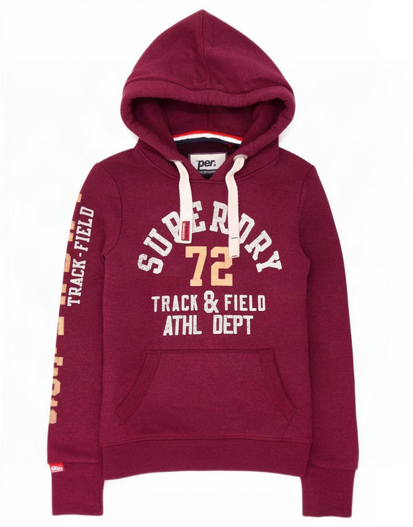 Superdry grafisk hættetrøje til kvinder UK 2 2XS rødbrun bomuld