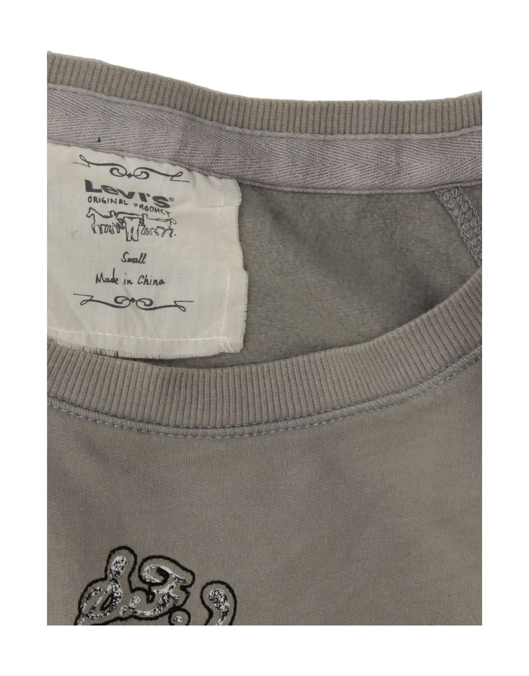 LEVI'S Womens Graphic Sweatshirt Jumper UK 10 Small Grey Vintage Levi's and Second-Hand Levi's from Messina Hembry 