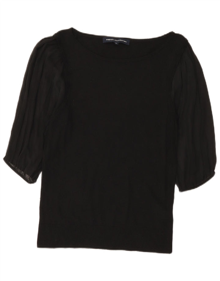 French Connection Womens Top 3/4 Sleeve UK 14 Large Black Viscose