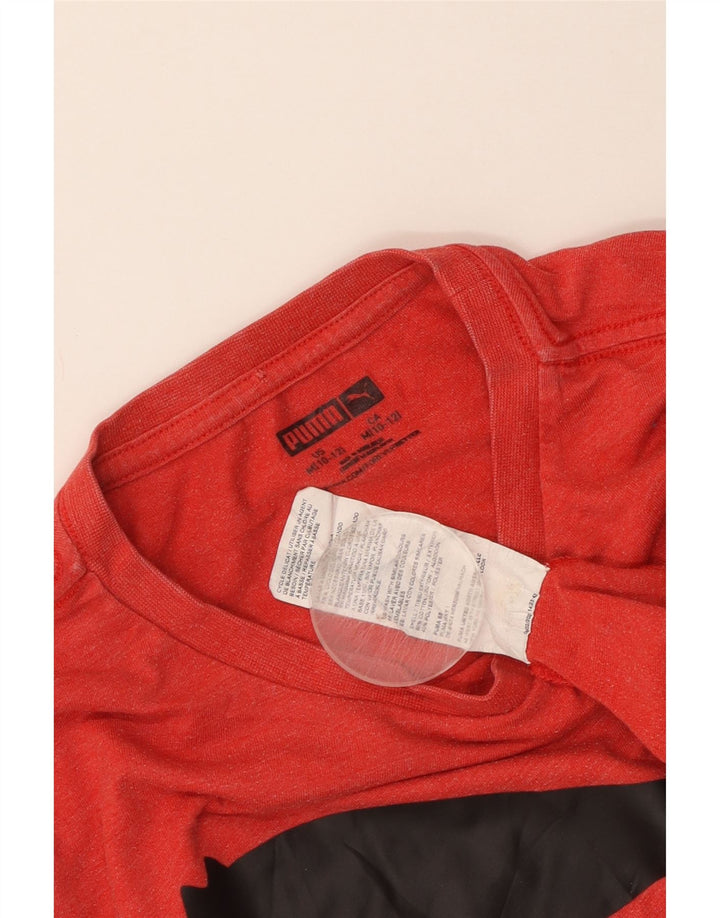 Puma Boys Graphic T-Shirt Top 10-11 Years Medium Red Cotton