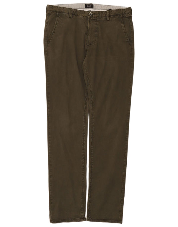Hugo Boss Mens Slim Chino Trousers IT 48 Medium W32 L32 Khaki Cotton