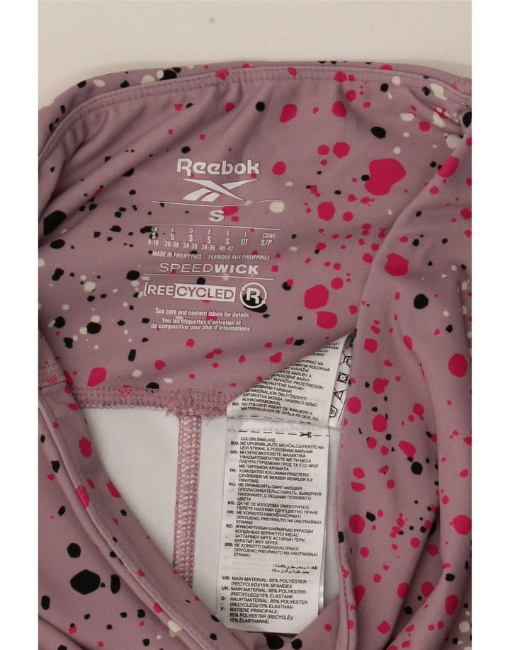 Leggings Reebok Speedwick da donna UK 8/10 Small Poliestere maculato rosa