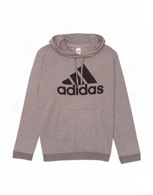 Felpa con cappuccio grafica da uomo Adidas in cotone chiazzato grigio medio