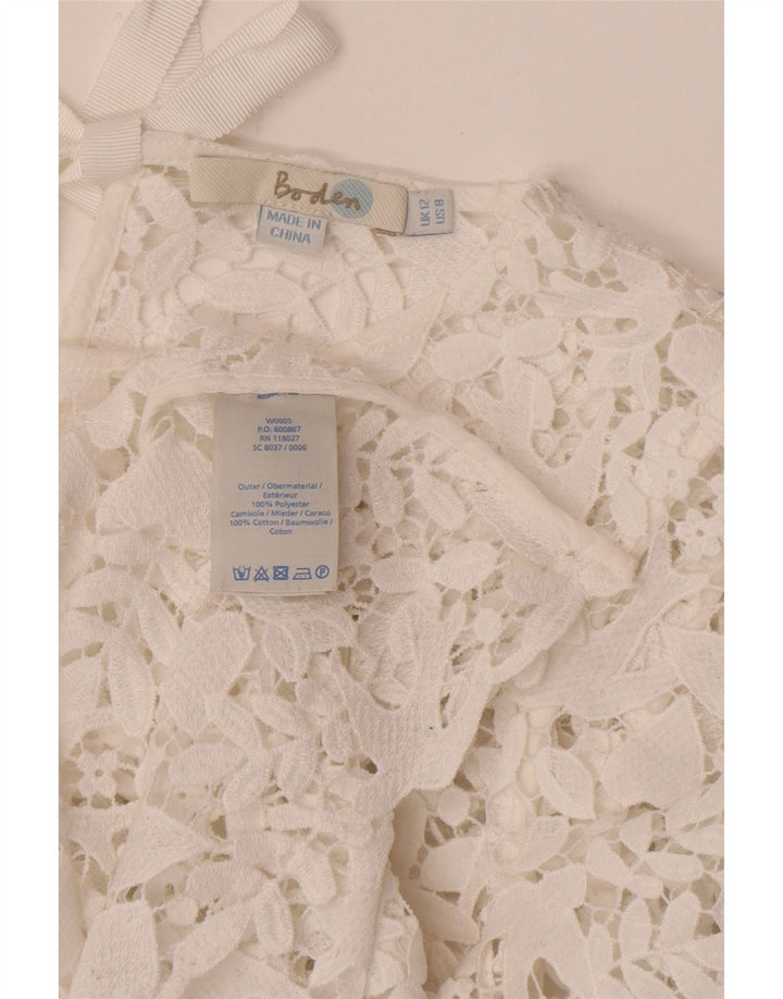 Boden Womens 3/4 Sleeve See Through Blouse Top UK 12 Medium White Floral
