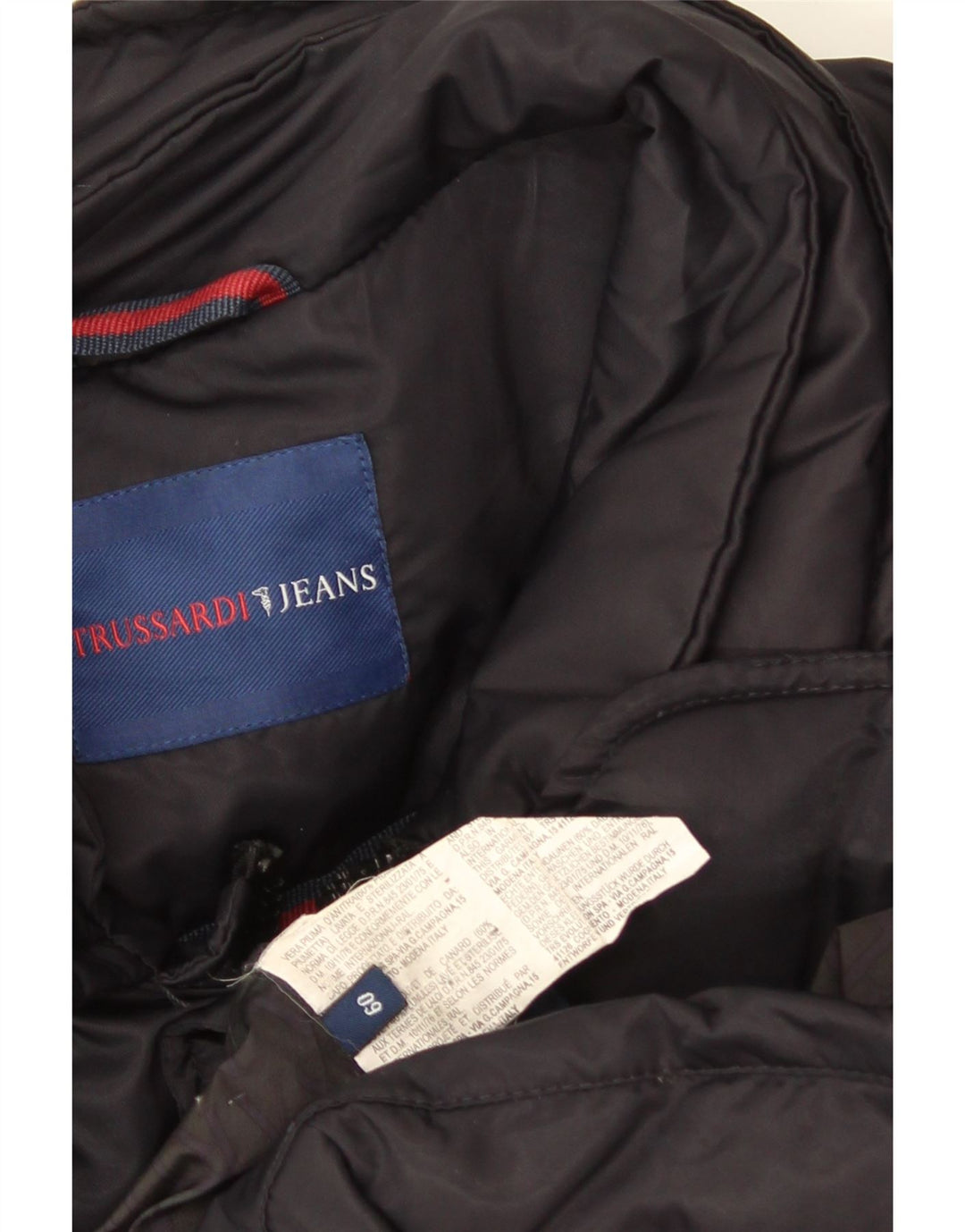 TRUSSARDI JEANS Mens Padded Jacket IT 60 5XL Navy Blue