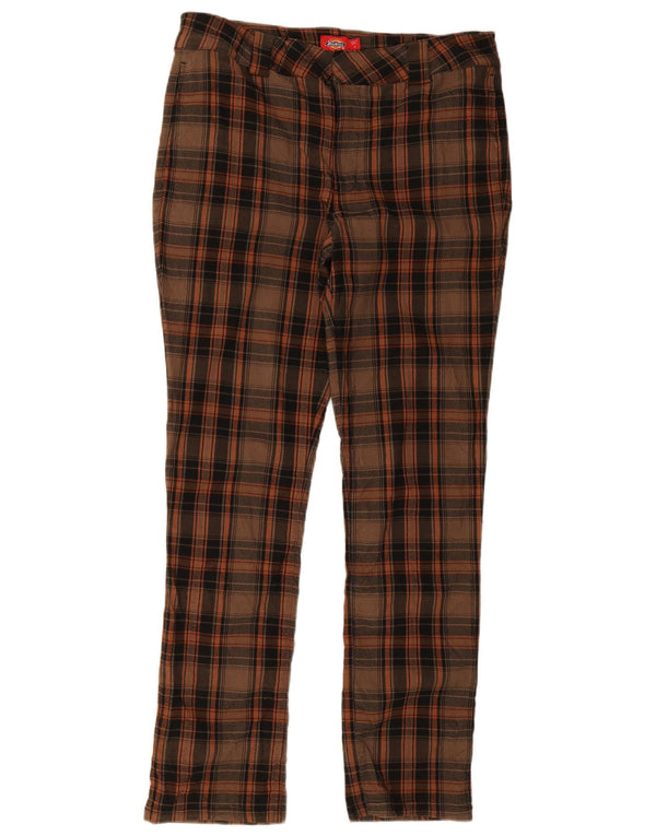 Dickies Pantalon chino skinny pour femme US 13 Large W34 L30 Rayonne à carreaux marron