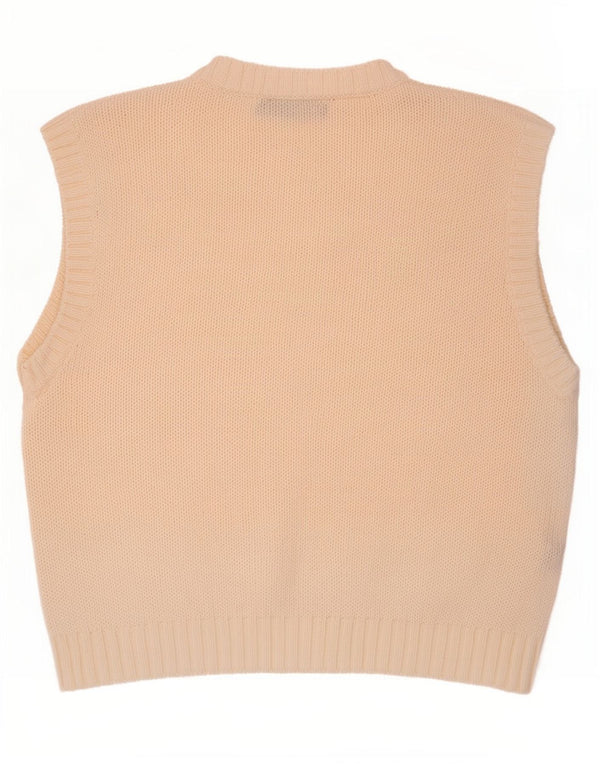 Zara Womens Crop Vest Tank Top UK 12 Medium Off White Cotton