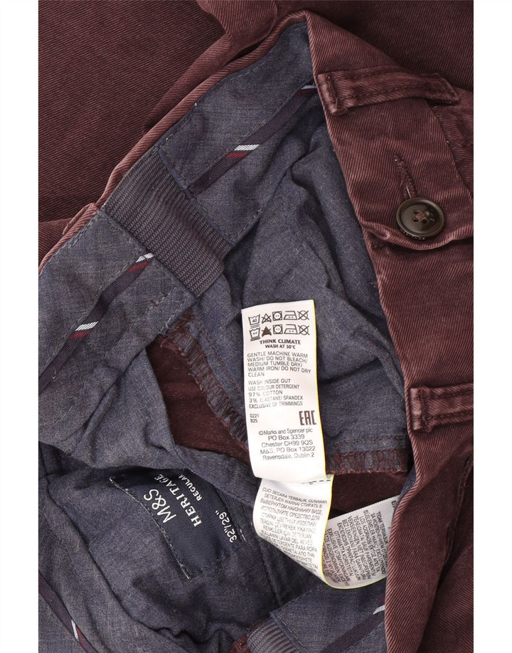 Marks & Spencer Mens Heritage Regular Chino Trousers W32 L29 Burgundy