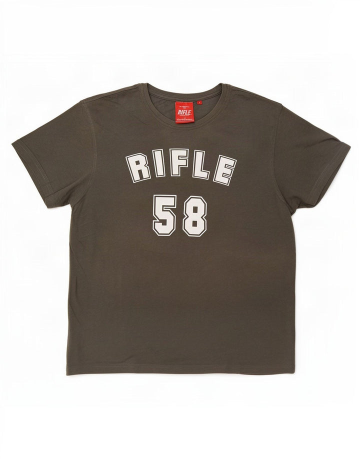 Rifle Mens Graphic T-Shirt Top Large Grey