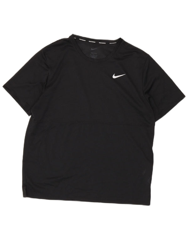 Nike Herre Dri Fit Running T-Shirt Top Stor Sort Polyester
