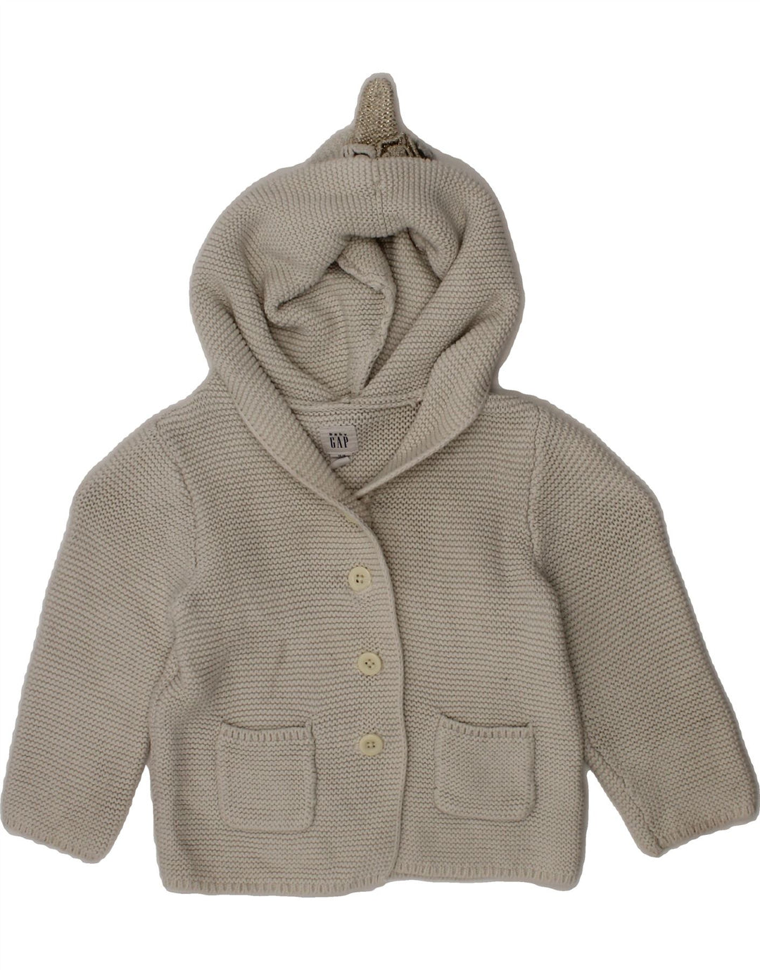 GAP Baby Girls Hooded Cardigan Sweater 12-18 Months Grey Floral Vintage Gap and Second-Hand Gap from Messina Hembry 