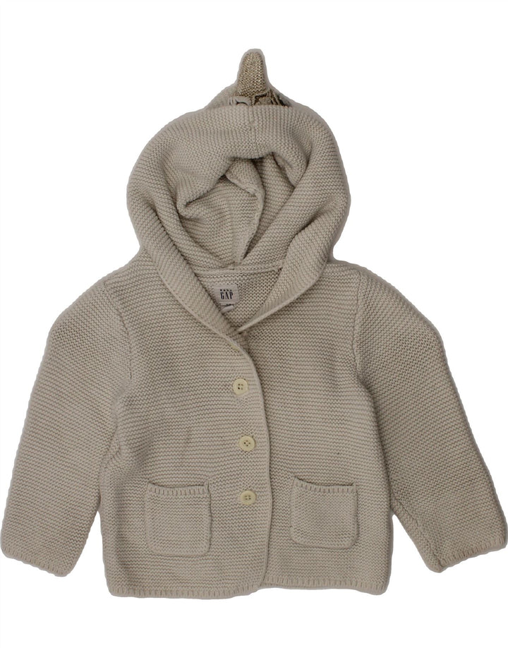 GAP Baby Girls Hooded Cardigan Sweater 12-18 Months Grey Floral Vintage Gap and Second-Hand Gap from Messina Hembry 