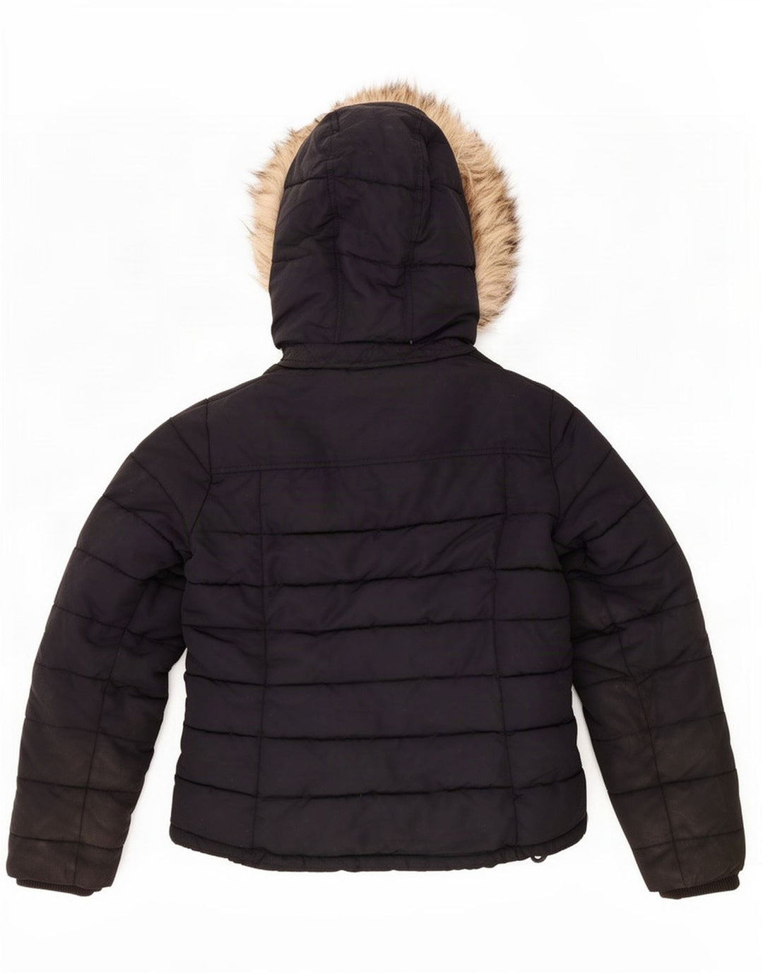 Topshop Womens Hooded Padded Jacket UK 12 Medium Black Polyester