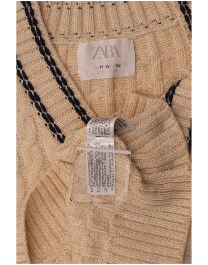 Zara Girls Vest Tank Top 11-12 Years Off White Polyester