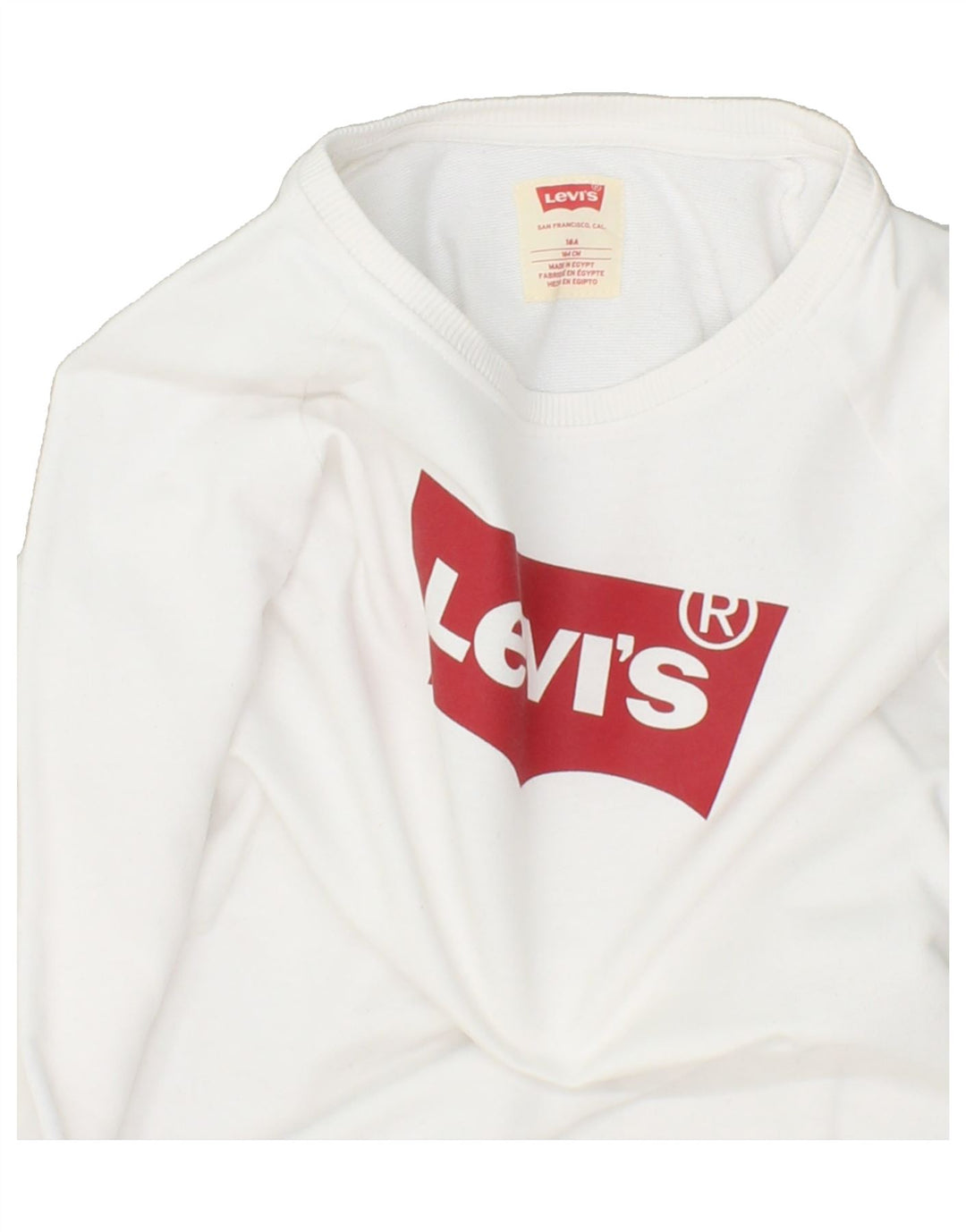 LEVI'S Girls Graphic Sweatshirt Jumper 14-15 Years White | Vintage Levi's | Thrift | Second-Hand Levi's | Used Clothing | Messina Hembry 