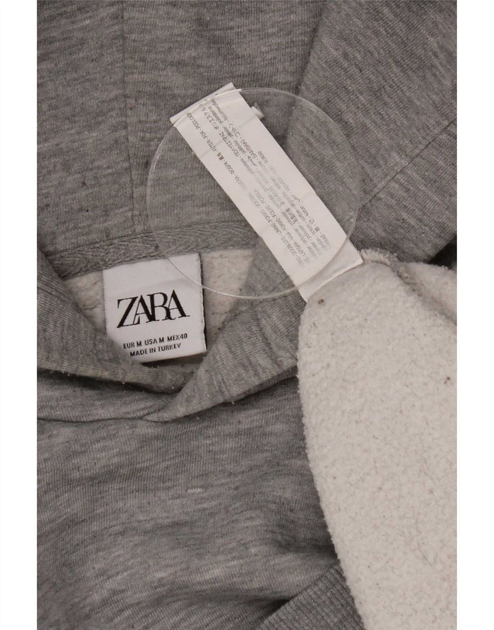 Zara Mens Hoodie Jumper Medium Grey Polyester