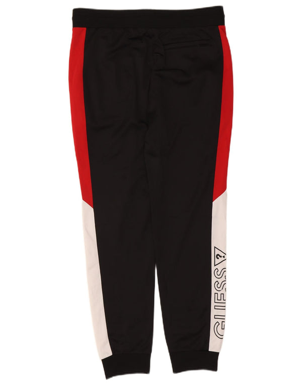 Guess Mens Graphic Tracksuit Trousers Joggers Medium Black Colourblock