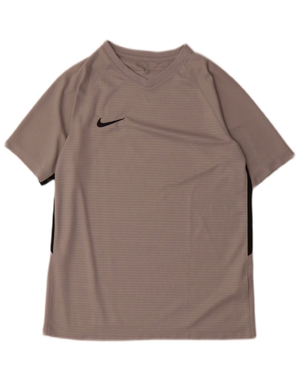 Nike Boys Dri Fit T-Shirt Top 13-14 Years XL Grey Colourblock Polyester