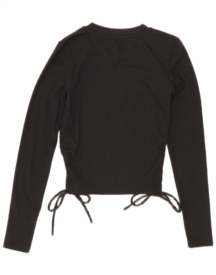Zara Womens Crop Top Langærmet UK 8 Small Black Polyester