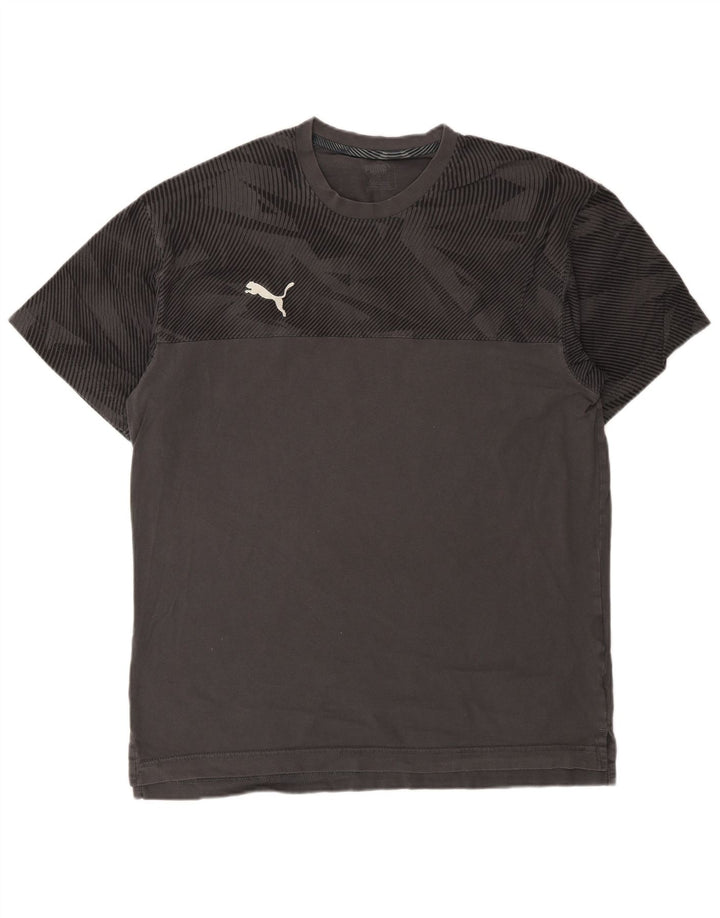 Puma Mens T-Shirt Top Large Grey Geometric Cotton