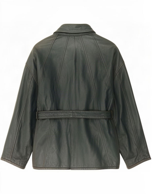 Aicad Womens Leather Jacket IT 42 Medium Green