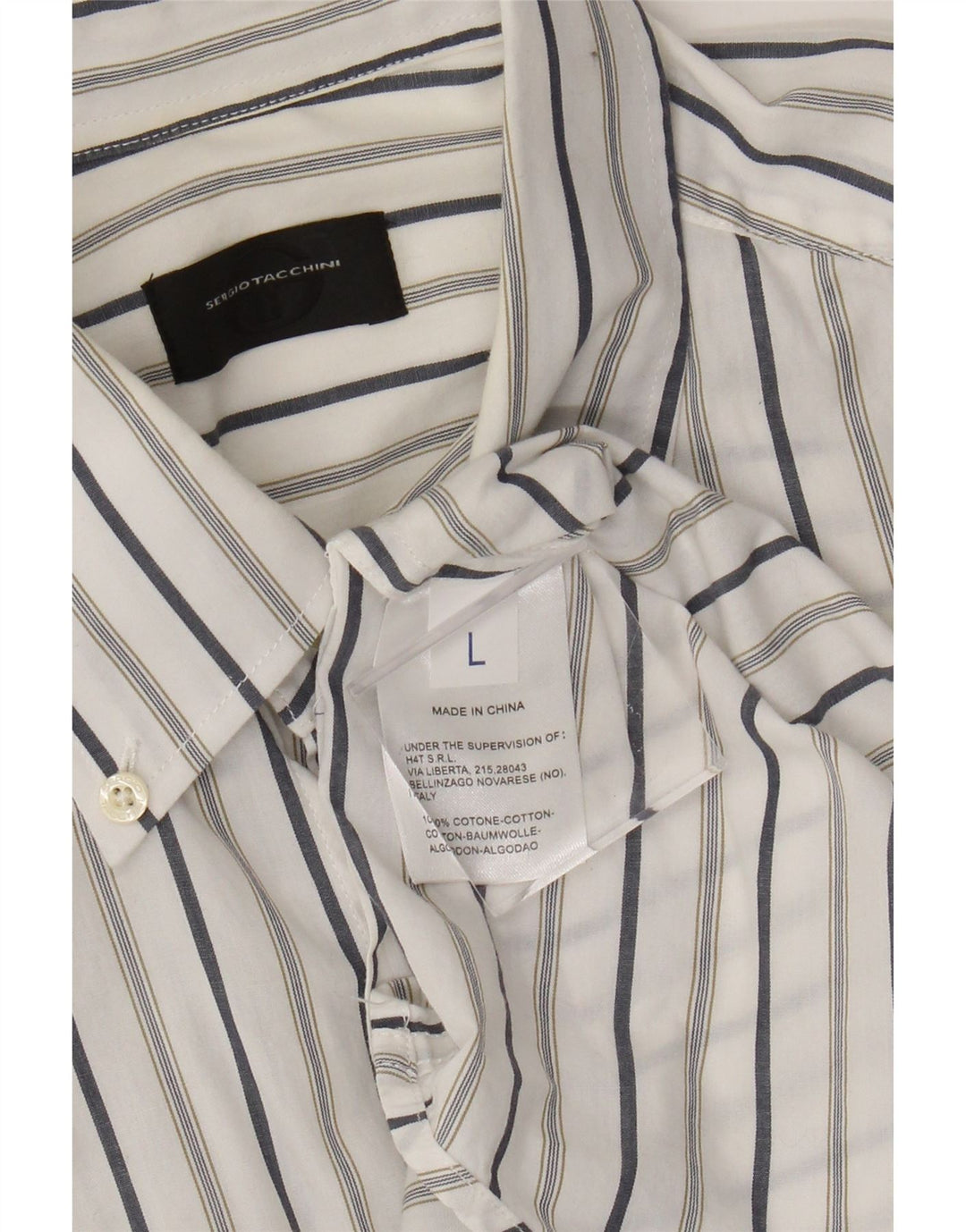 Sergio Tacchini herreskjorte stor hvid stribet bomuld